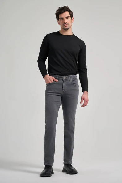 Sütlü Kahverengi Düz Gabardin Pamuklu 5 Cep Slim Fit Casual Denim Pantolon 1023245158 - 2