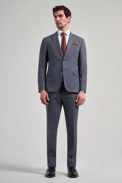 Kendinden Desenli Bez Ayağı Mono Yaka Tam Astar Esnek 6 Drop Slim Fit Takım Elbise 1001250168 - 2