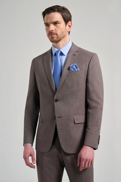 Kendinden Desenli Bez Ayağı Mono Yaka Tam Astar Esnek 6 Drop Slim Fit Takım Elbise 1001250168 - 2