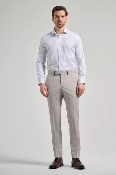 Açık Krem Esnek Yandan Cepli Slim Fit Classic Pantolon 1003250106 - Resim 2