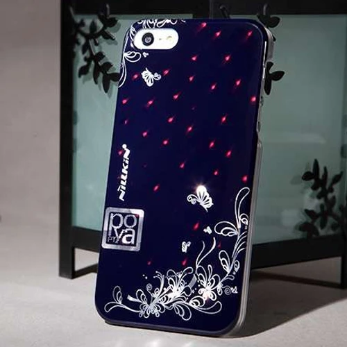 Apple iPhone SE/5S/5 Nillkin Marka Desenli Sert Kauçuk Kılıf (Flower 2) - Lacivert ürün görseli 1