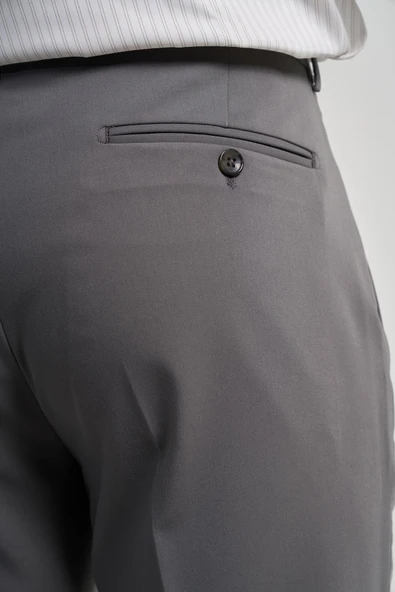Koyu Antrasit Esnek Yandan Cepli Comfort Fit Classic Pantolon 1003250159 - Resim 5