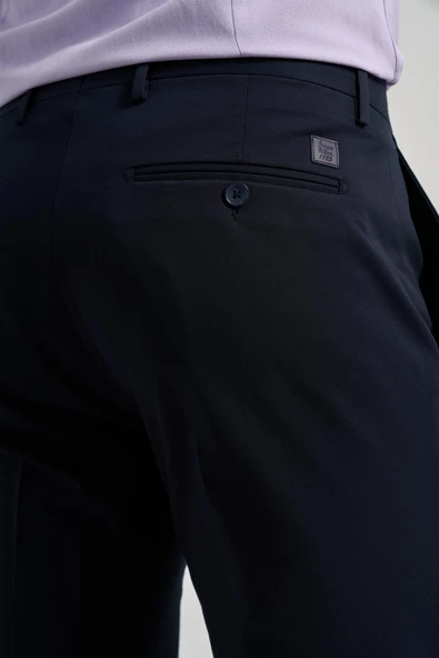 Koyu Lacivert Esnek Yandan Cepli Slim Fit Classic Pantolon 1003250106 - 5