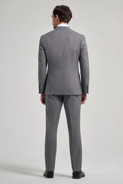 Kendinden Desenli Bez Ayağı Mono Yaka Tam Astar Esnek 6 Drop Slim Fit Takım Elbise 1001250168 - Resim 5