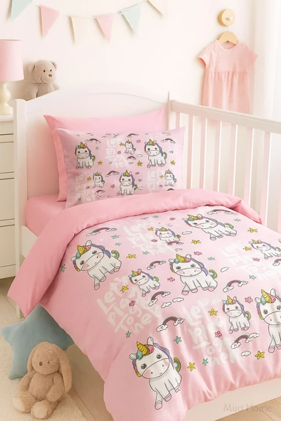 Dijital Baskılı 3d Pamuklu Yenidoğan Bebek Nevresim Takımı Lets Play Together - 3