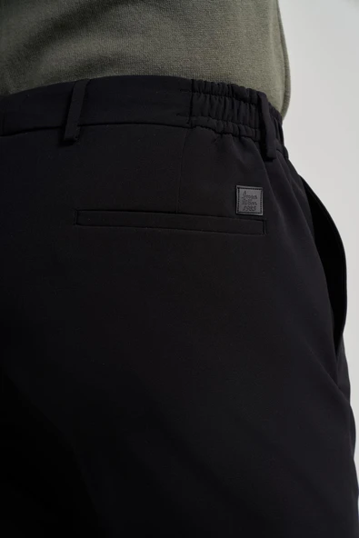 Siyah Esnek Yandan Cepli Casual Slim Fit Jogger Pantolon 1003250118 - Resim 5