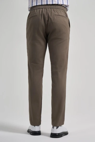 Koyu Haki Pamuklu Yandan Cepli Casual Comfort Fit Jogger Pantolon 1003250110 - Resim 4