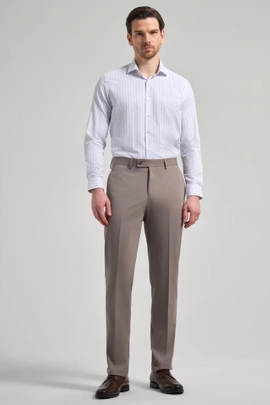 Kahverengi Esnek Yandan Cepli Comfort Fit Classic Pantolon 1003250159 - 2
