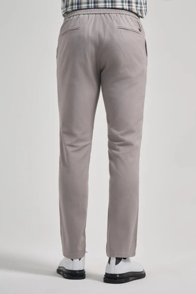 Taş Rengi Pamuklu Yandan Cepli Casual Comfort Fit Jogger Pantolon 1003250110 - Resim 4