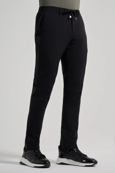 Siyah Esnek Yandan Cepli Casual Slim Fit Jogger Pantolon 1003250118 - Resim 3