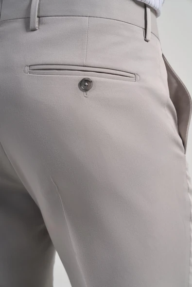 Açık Krem Esnek Yandan Cepli Slim Fit Classic Pantolon 1003250106 - Resim 5