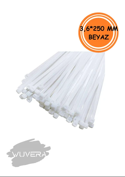 Wuvera 100 Adet Plastik Cırt Kelepçe Kablo Bağı – Pratik ve Çözüm Dayanıklı! (3,6*250mm)