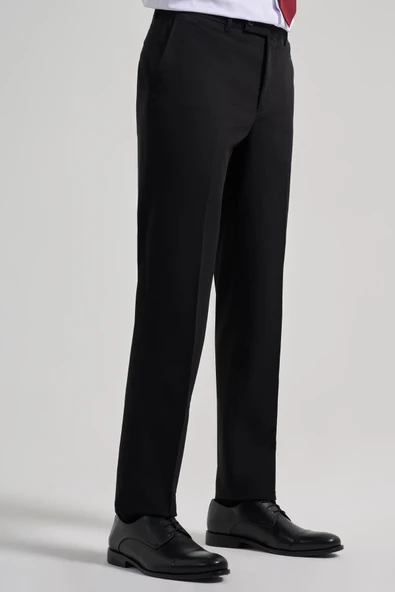 Siyah Esnek Yandan Cepli Comfort Fit Classic Pantolon 1003250159 - Resim 5