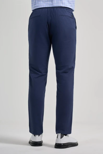 İndigo Mavi Pamuklu Yandan Cepli Casual Comfort Fit Jogger Pantolon 1003250110 - Resim 4