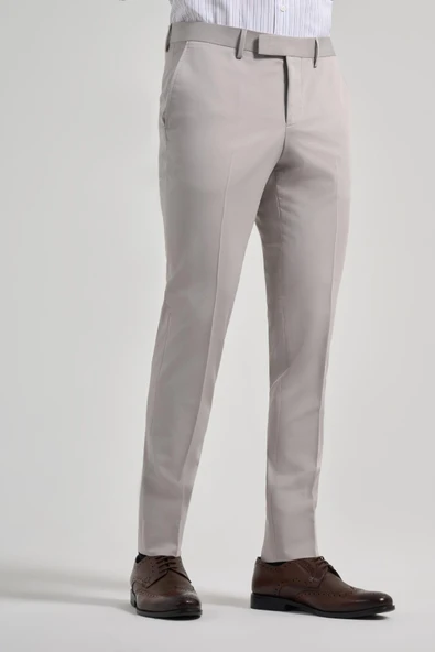 Açık Krem Esnek Yandan Cepli Slim Fit Classic Pantolon 1003250106 - Resim 3