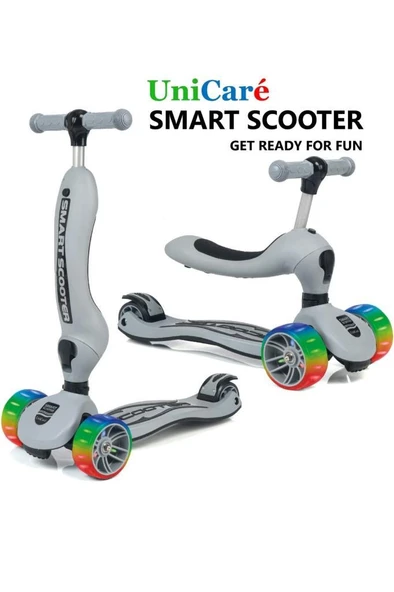 Smart Oturaklı Çocuk Scooter 3 Tekerlekli Işıklı Ledli Scooter Yükseklik Ayarlı 1-5 Yaş - 2