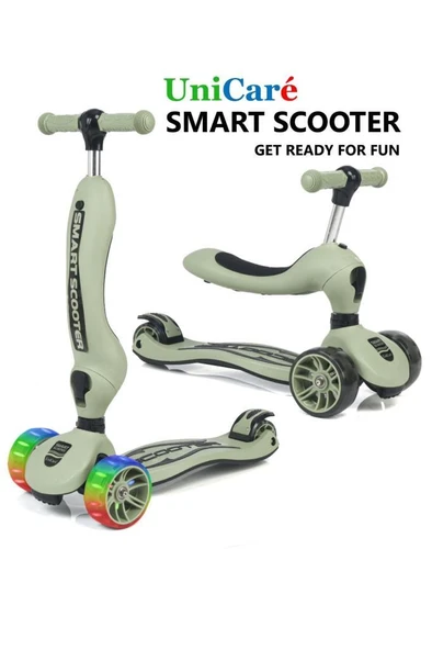 Smart Oturaklı Çocuk Scooter 3 Tekerlekli Işıklı Ledli Scooter Yükseklik Ayarlı 1-5 Yaş - 7