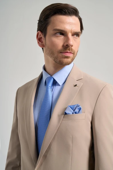 Düz Gabardin Mono Yaka Tam Astar Beli Lastikli Esnek 6 Drop Slim Fit Takım Elbise 1001250155 - 4