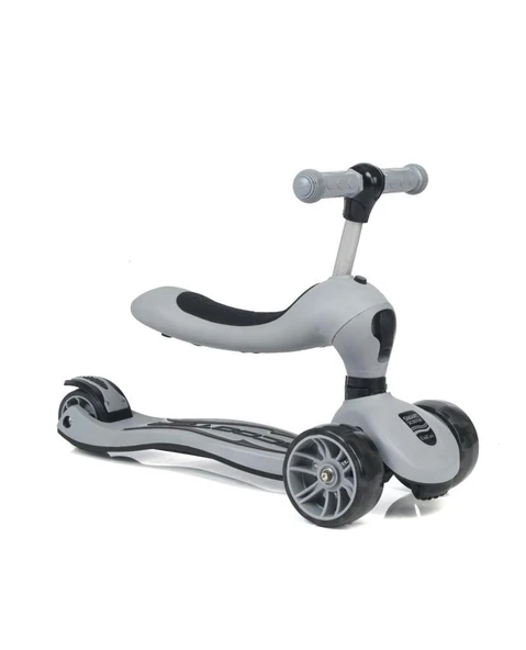 Smart Oturaklı Çocuk Scooter 3 Tekerlekli Işıklı Ledli Scooter Yükseklik Ayarlı 1-5 Yaş