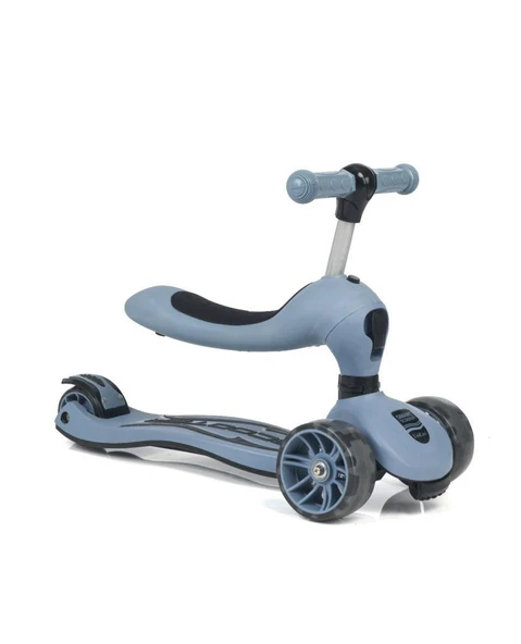 Smart Oturaklı Çocuk Scooter 3 Tekerlekli Işıklı Ledli Scooter Yükseklik Ayarlı 1-5 Yaş - 3
