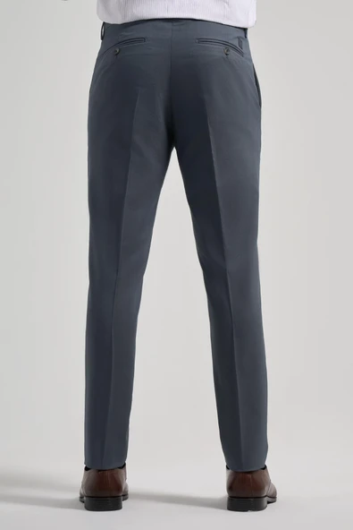 Koyu Antrasit Esnek Yandan Cepli Slim Fit Classic Pantolon 1003250106 - Resim 4