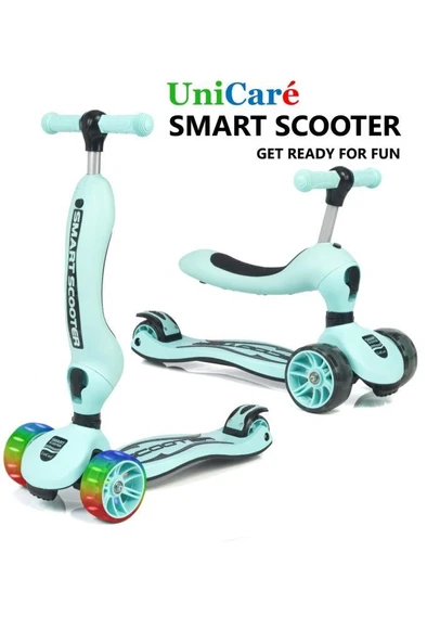 Smart Oturaklı Çocuk Scooter 3 Tekerlekli Işıklı Ledli Scooter Yükseklik Ayarlı 1-5 Yaş - 4