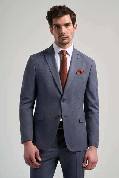 Kendinden Desenli Bez Ayağı Mono Yaka Tam Astar Esnek 6 Drop Slim Fit Takım Elbise 1001250168 - 4