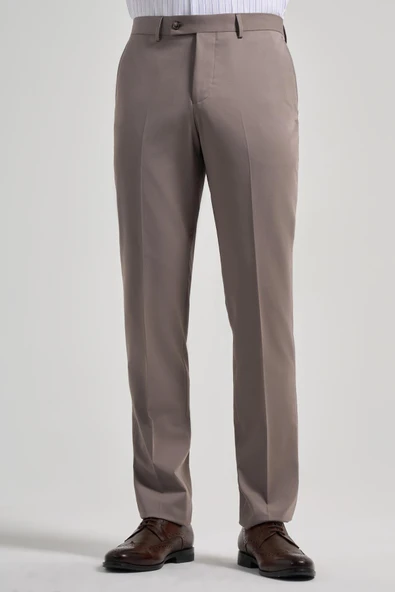 Kahverengi Esnek Yandan Cepli Comfort Fit Classic Pantolon 1003250159