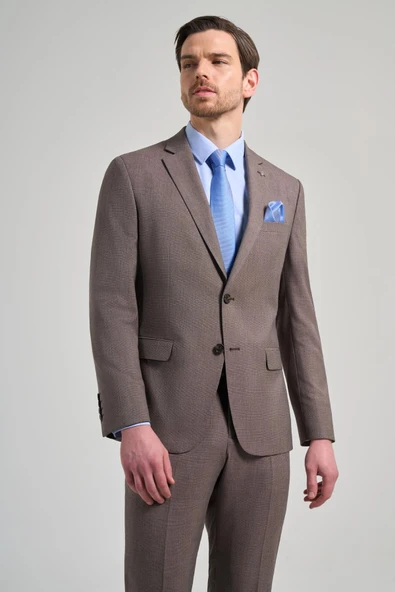 Kendinden Desenli Bez Ayağı Mono Yaka Tam Astar Esnek 6 Drop Slim Fit Takım Elbise 1001250168 - 3