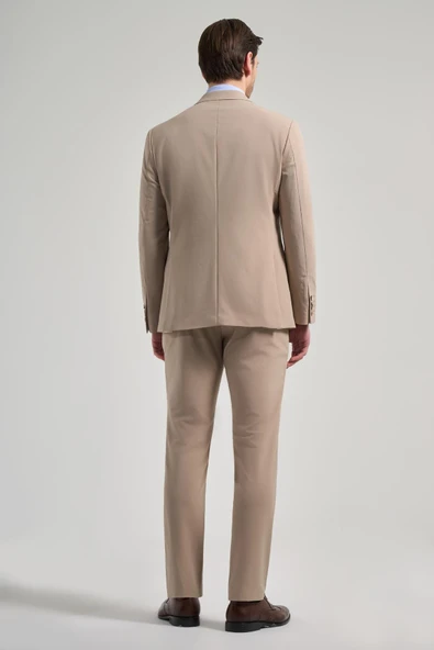 Düz Gabardin Mono Yaka Tam Astar Beli Lastikli Esnek 6 Drop Slim Fit Takım Elbise 1001250155 - 5