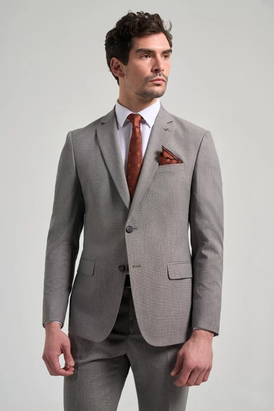 Kendinden Desenli Bez Ayağı Mono Yaka Tam Astar Esnek 6 Drop Slim Fit Takım Elbise 1001250168 - 2