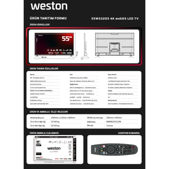 Weston 55WS3205 55" 140 Ekran 4K Ultra HD WebOS LED TV - 7