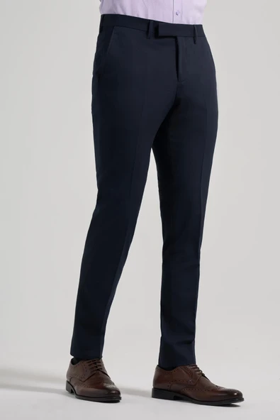 Koyu Lacivert Esnek Yandan Cepli Slim Fit Classic Pantolon 1003250106 - 3