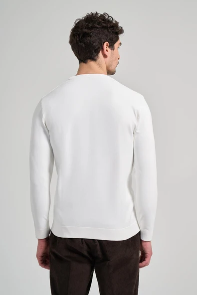 Uzun Kol Düz Örme Bisiklet Yaka Cepsiz Pamuklu Slim Fit Triko 1012245163 - 5