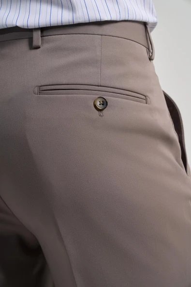 Kahverengi Esnek Yandan Cepli Comfort Fit Classic Pantolon 1003250159 - 5