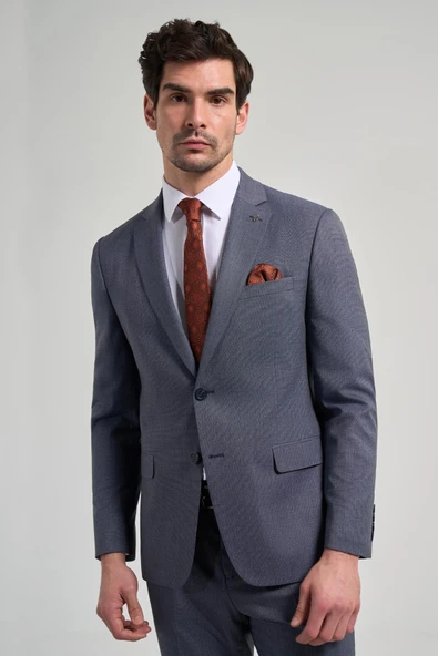 Kendinden Desenli Bez Ayağı Mono Yaka Tam Astar Esnek 6 Drop Slim Fit Takım Elbise 1001250168 - 5