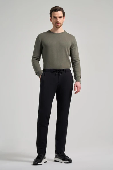 Siyah Esnek Yandan Cepli Casual Slim Fit Jogger Pantolon 1003250118 - Resim 2