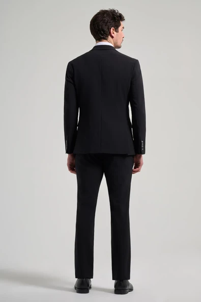 Düz Gabardin Mono Yaka Tam Astar Beli Lastikli Esnek 6 Drop Slim Fit Takım Elbise 1001250155 - 5