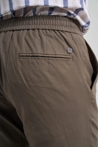 Koyu Haki Pamuklu Yandan Cepli Casual Comfort Fit Jogger Pantolon 1003250110 - Resim 5