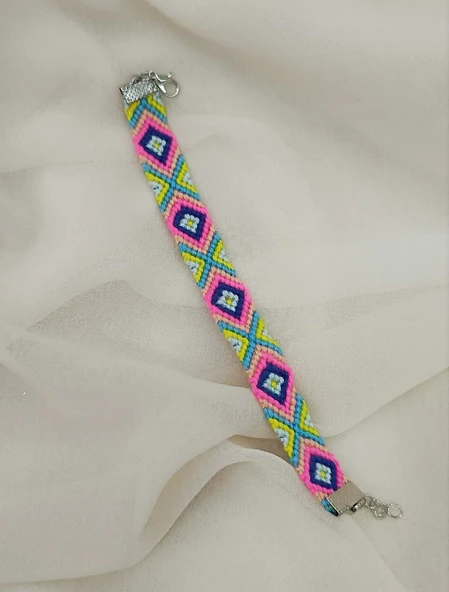 Bileklik Bohemian Etnik Retro Geometrik Dokuma 1 Adet Bilezik Kadın Kız Aksesuar - 6