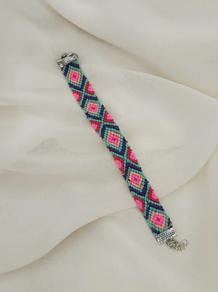 Bileklik Bohemian Etnik Retro Geometrik Dokuma 1 Adet Bilezik Kadın Kız Aksesuar - 5