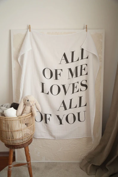 LİBABABY Müslin Loves-OEKO-TEX Sertifikalı %100 Pamuk 2 Katlı 110x115 cm Müslin Bebek Battaniye & Örtü