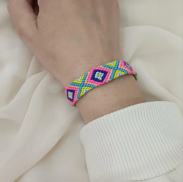 Bileklik Bohemian Etnik Retro Geometrik Dokuma 1 Adet Bilezik Kadın Kız Aksesuar - 1