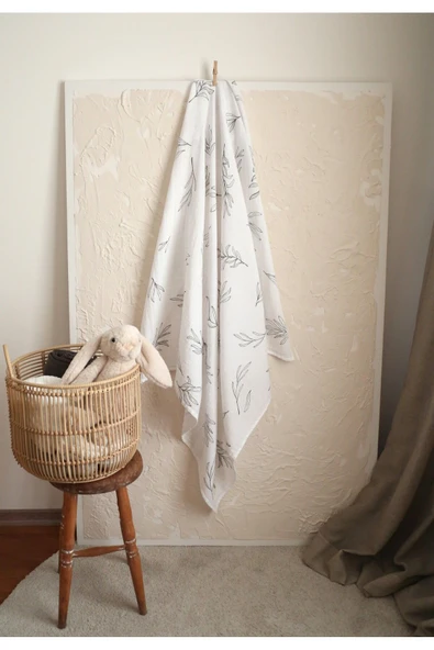 LİBABABY Müslin Yaprak- OEKO-TEX Sertifikalı %100 Pamuk 2 Katlı 110x115 cm Bebek Müslin Battaniye & Örtü