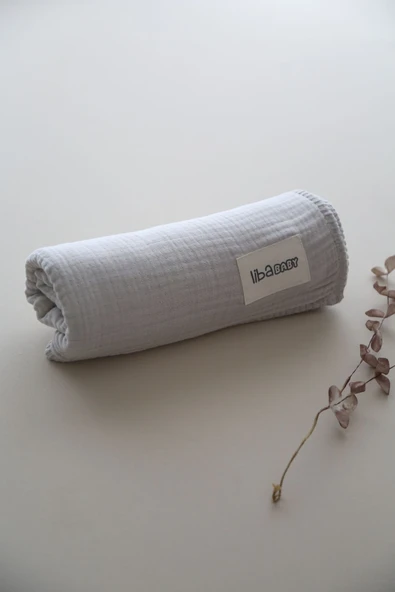 LİBABABY Müslin Bej OEKO-TEX Sertifikalı %100 Pamuk 4 Katlı Kenar Nakışlı 105x105 cm Müslin Battaniye & Örtü - 6