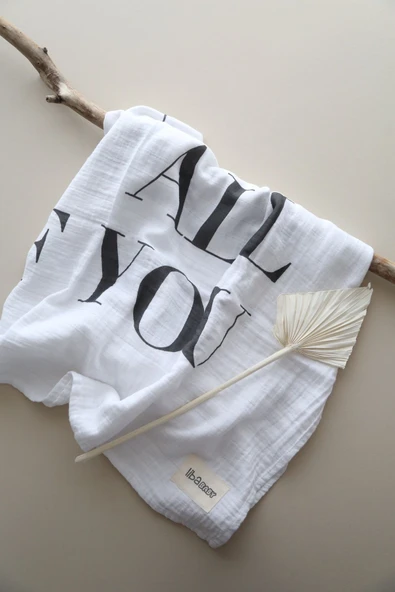 LİBABABY Müslin Loves-OEKO-TEX Sertifikalı %100 Pamuk 2 Katlı 110x115 cm Müslin Bebek Battaniye & Örtü - 5