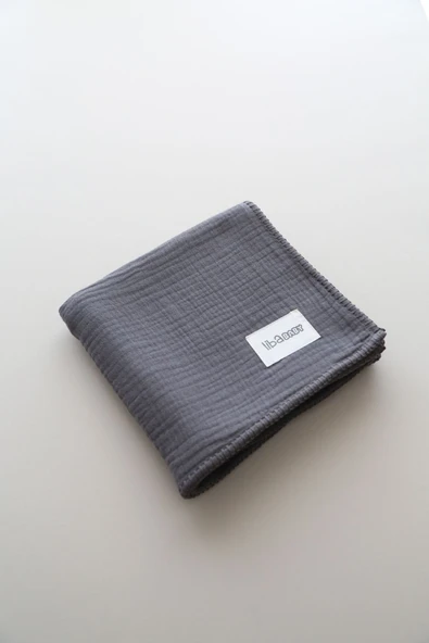 LİBABABY Müslin Gri-OEKO-TEX Sertifikalı %100pamuk 4 Katlı Kenar Nakışlı 105x105 Cm Bebek Battaniye & Örtü - 5