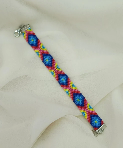 Bileklik Bohemian Etnik Retro Geometrik Dokuma 1 Adet Bilezik Kadın Kız Aksesuar - 3