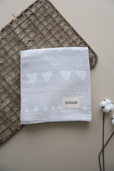 LİBABABY Müslin Geometrik OEKO-TEX Sertifikalı %100 Pamuk 2 Katlı 110x115 cm Bebek Müslin Battaniye & Örtü - 5