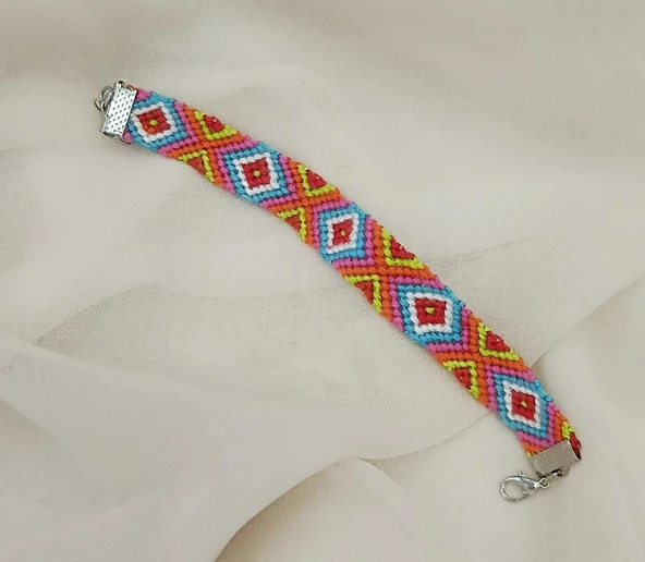 Bileklik Bohemian Etnik Retro Geometrik Dokuma 1 Adet Bilezik Kadın Kız Aksesuar - 8